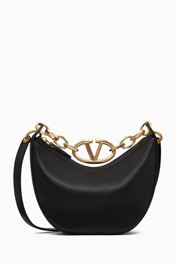 

Valentino Garavani Mini Moon Hobo Bag in Nappa Leather, Black