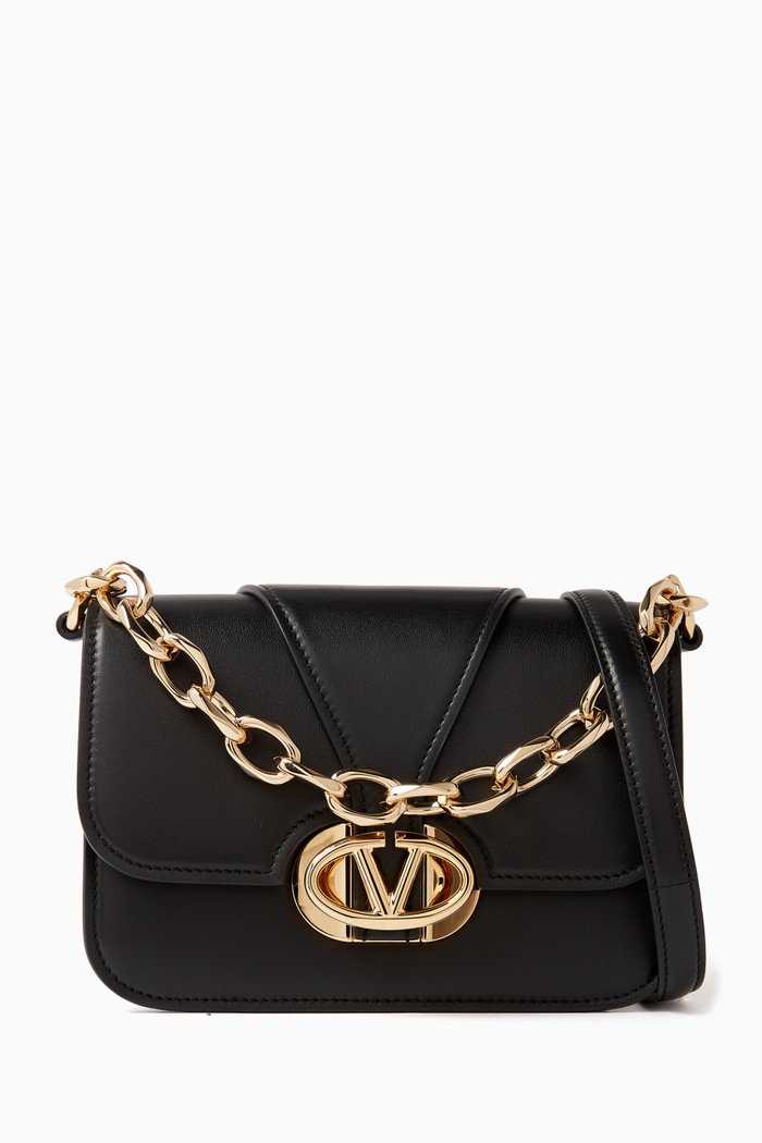 

Valentino Garavani Small Vlogo Moon Shoulder Bag in Nappa, Black