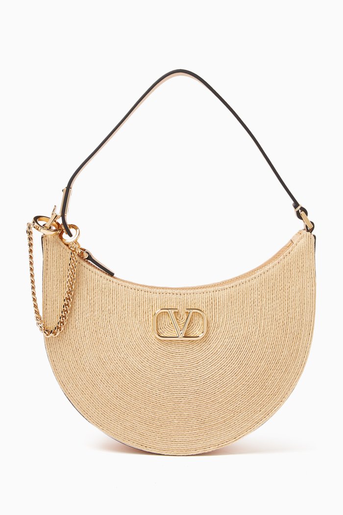 

Valentino Garavani Mini VLOGO Hobo Bag in nappa, Neutral