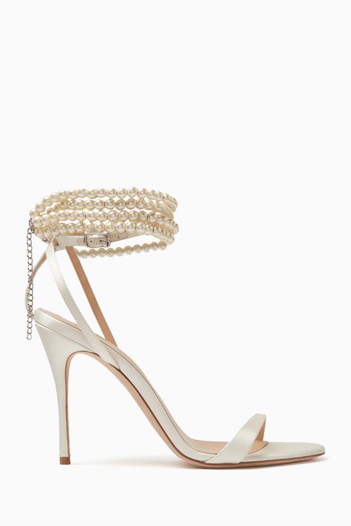

Pearl-embellished 105 Sandals in Satin, Neutral