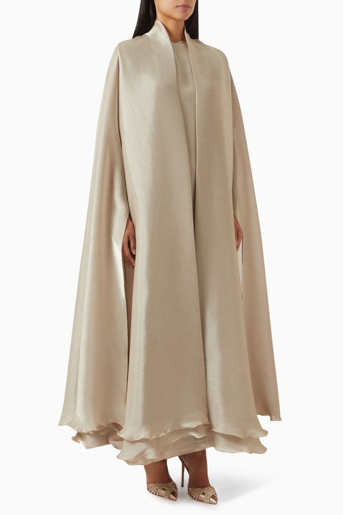 

3-piece Oversized Abaya Set in SIlk, Gold