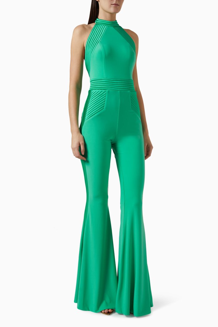 

Algeny Halterneck Jumpsuit in Jersey, Green
