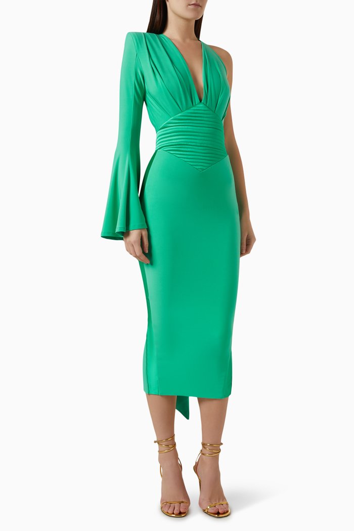 

Music is Magic Midi Dress in Stretch Jersey, Green