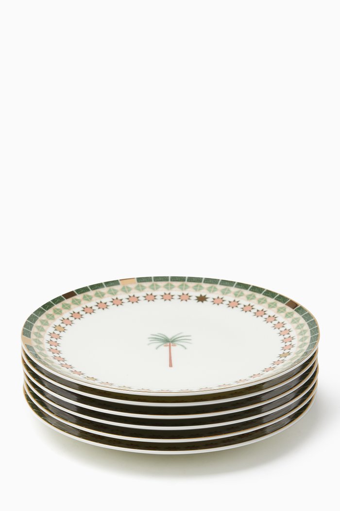 

Palm Dinner Plates in Porcelain, Set of 6, Multicolour