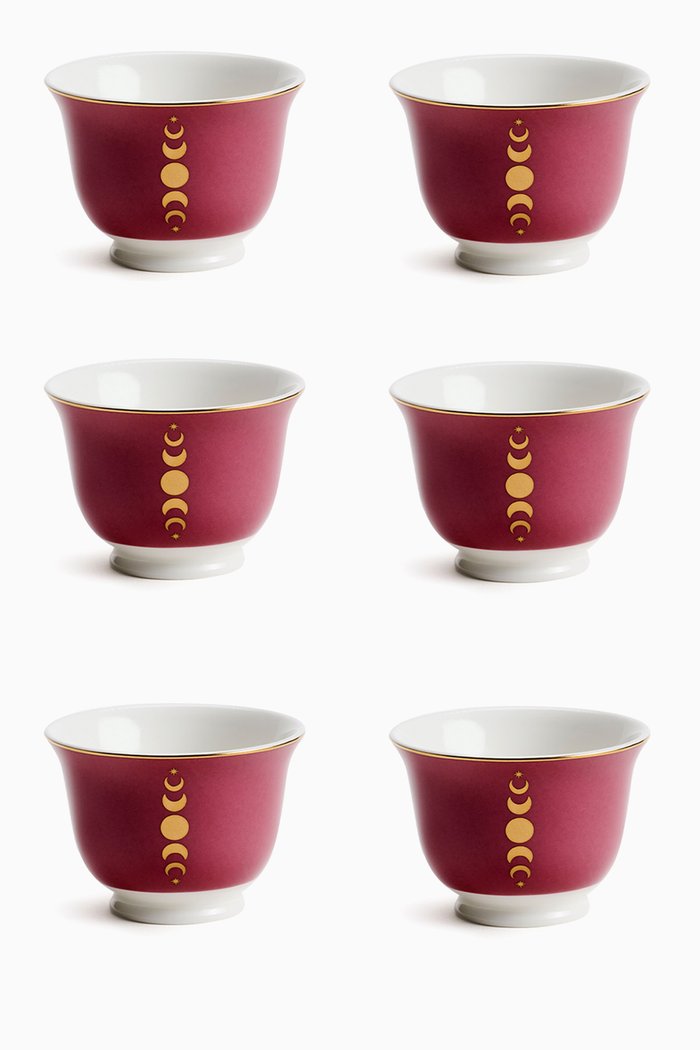 

Hilal Chaffe Cups in Porcelain, Set of 6, Pink