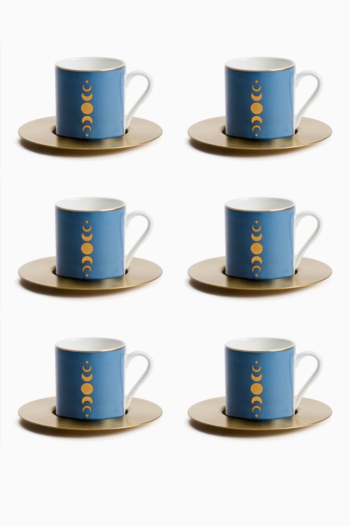 

Hilal Rose Espresso Cups in Porcelain, Blue