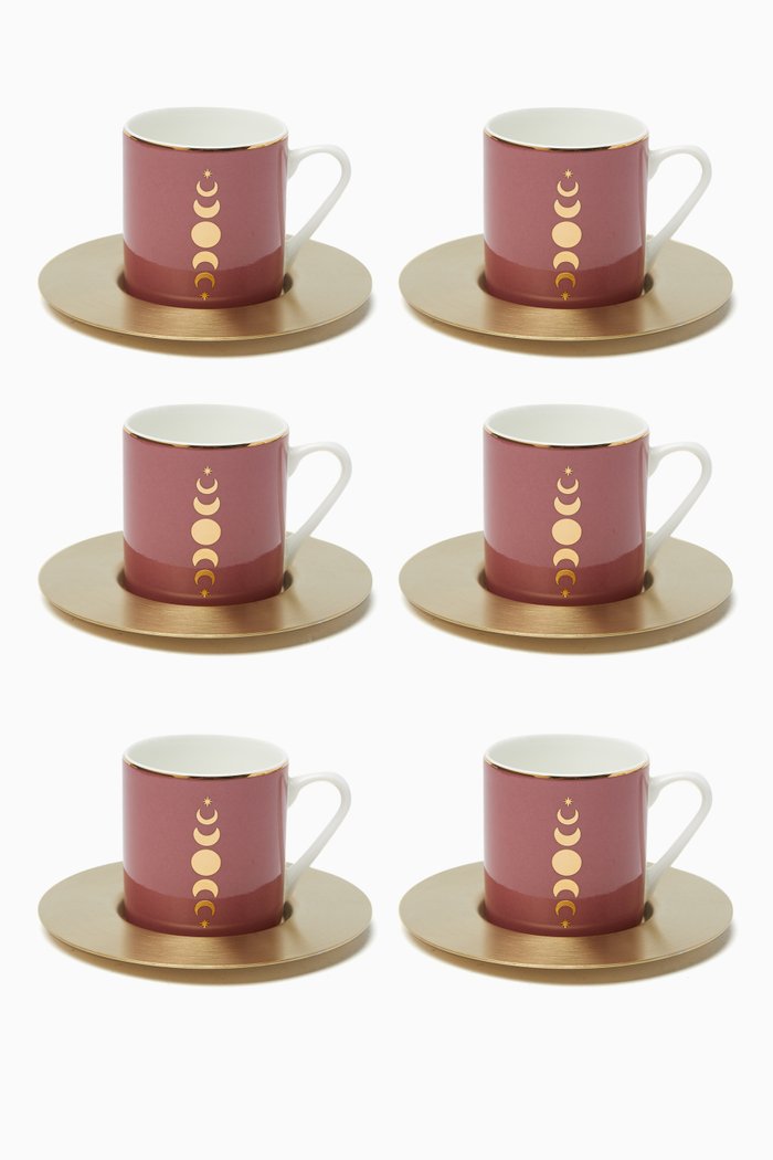 

Hilal Rose Espresso Cups & Saucers in Porcelain, Pink