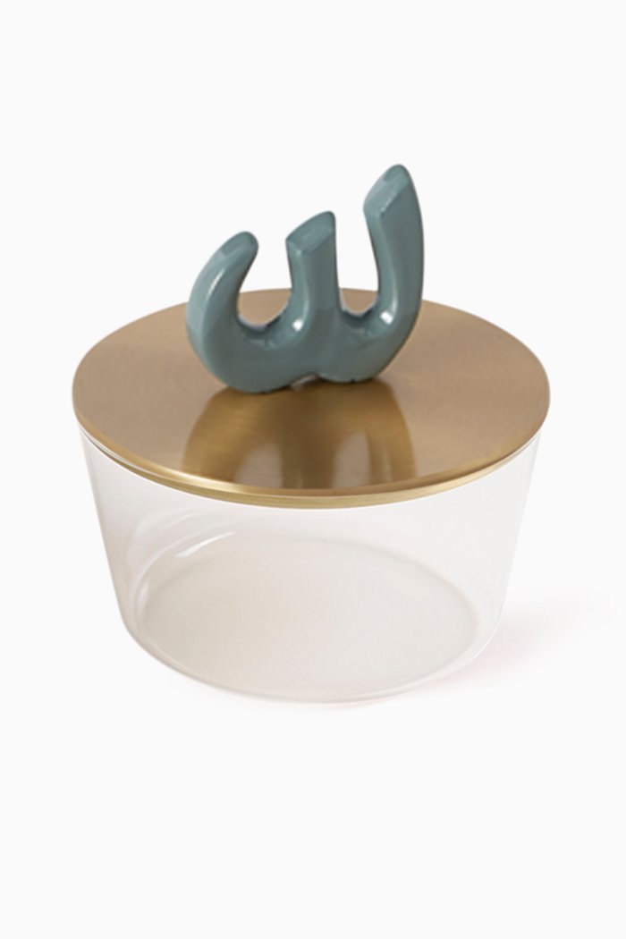 

Medium Shadda Canister in Glass & Brass, Blue