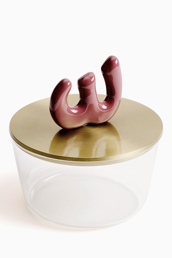 

Medium Shadda Canister in Glass & Brass, Pink