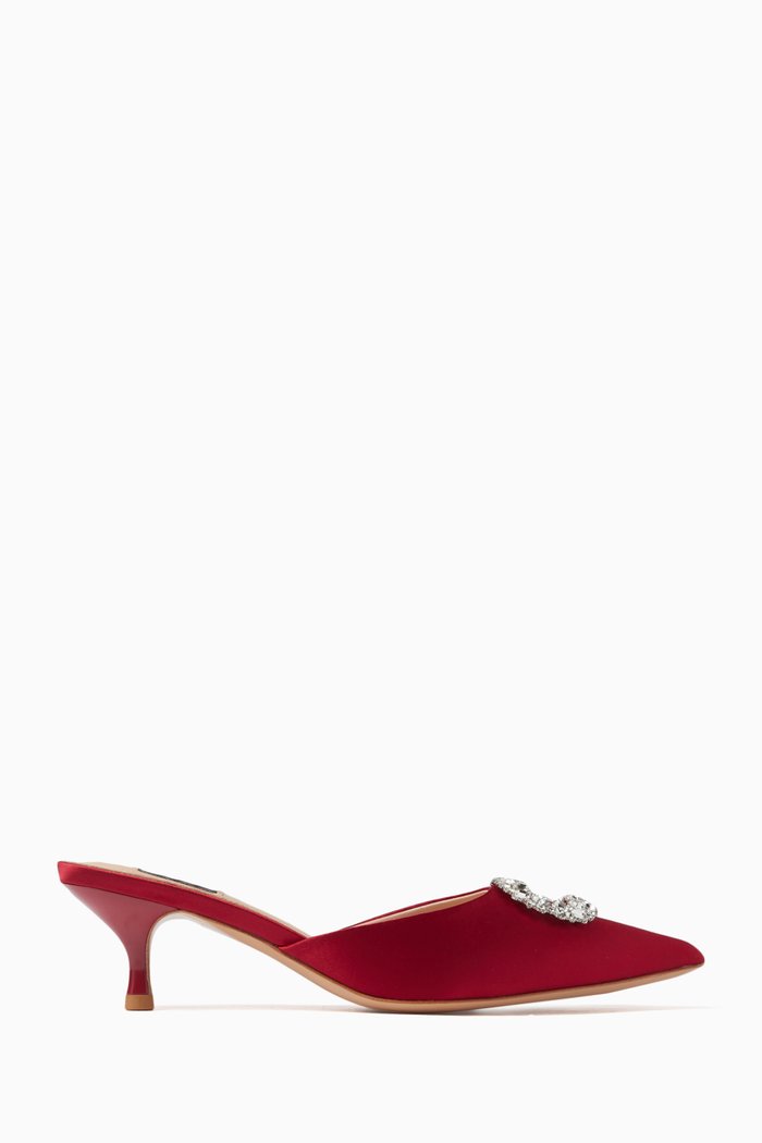 

Row 50 Embellished Mule in Satin, Burgundy