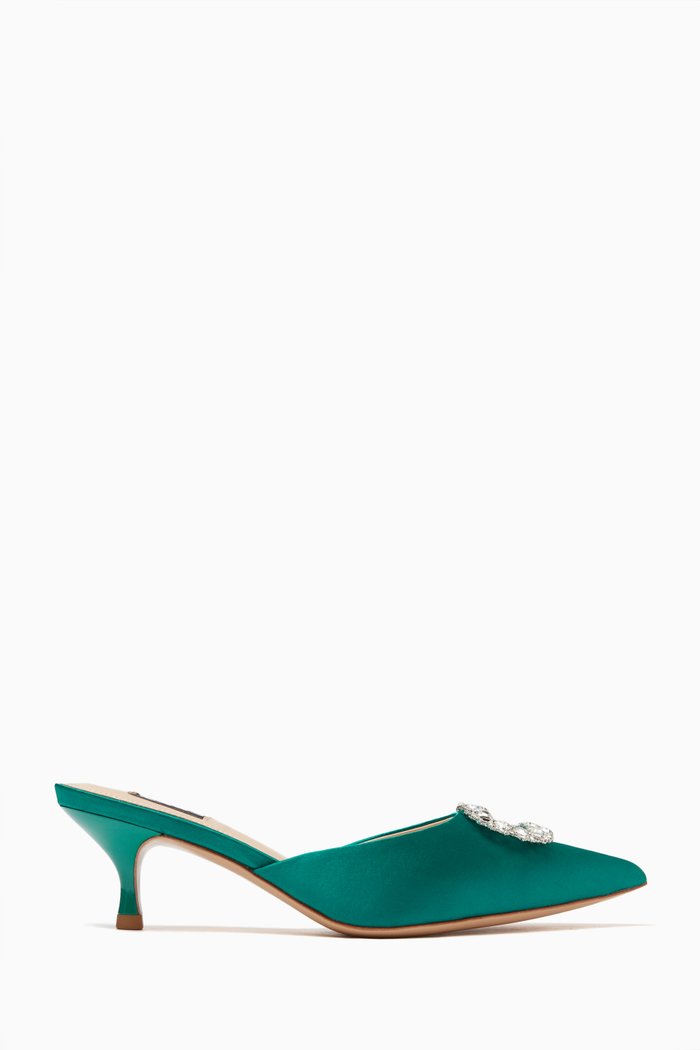 

Row 50 Embellished Mule in Satin, Green