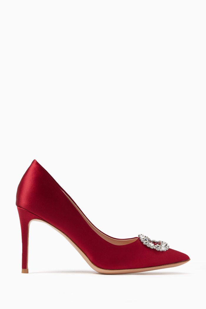 

Nova 90 Pumps in Embellished Satin, Burgundy