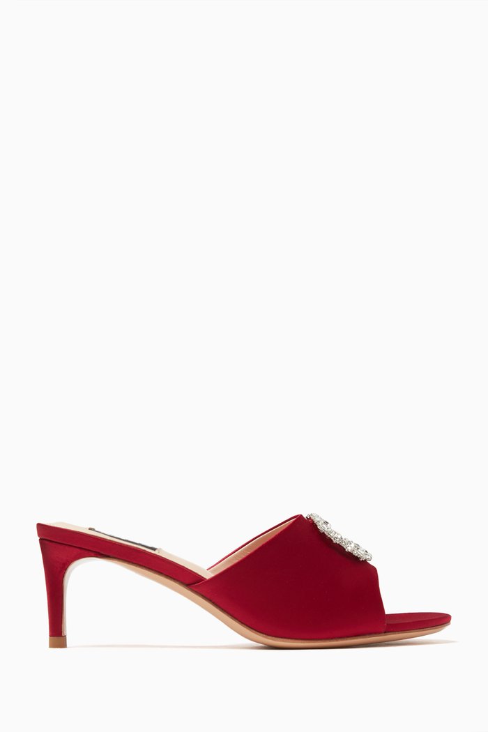 

Mia 65 Mules in Embellished Satin, Burgundy