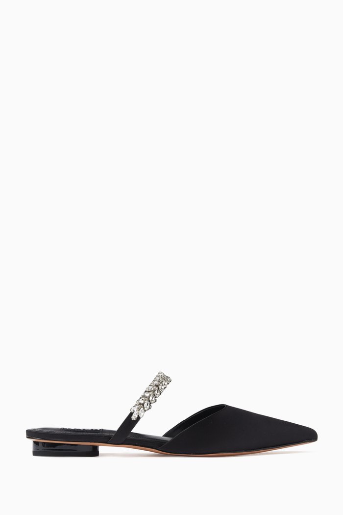 

Layla Flat Pumps in Embellished Satin, Black