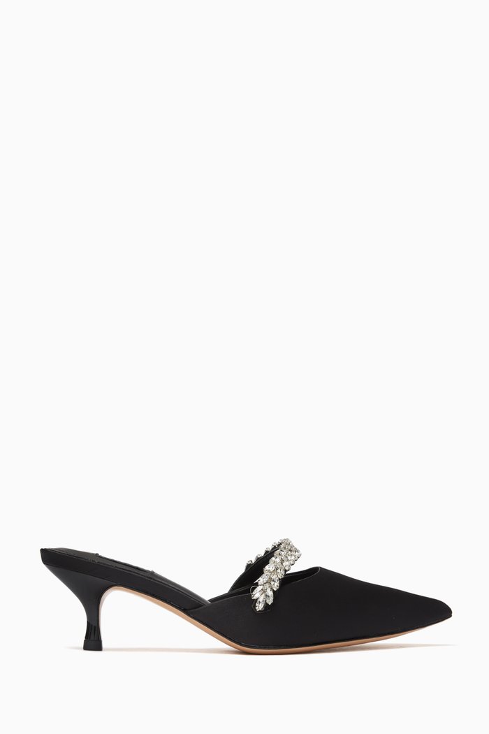 

Lianne 50 Mules in Embellished Satin, Black