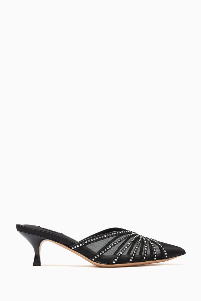 

Madeline 50 Mules in Embellished Mesh, Black