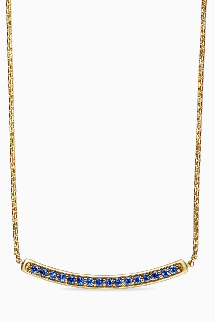 

Petite Pavé Bar Necklace in 18kt Yellow Gold with Sapphires