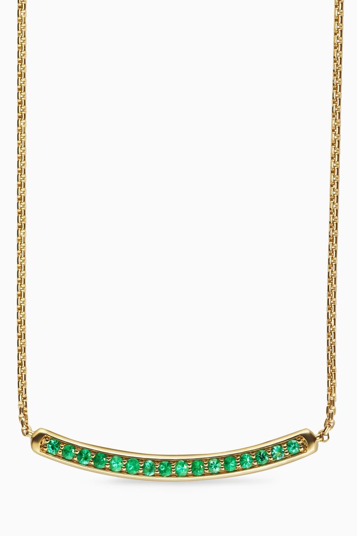 

Petite Pavé Bar Necklace in 18kt Yellow Gold with Emeralds