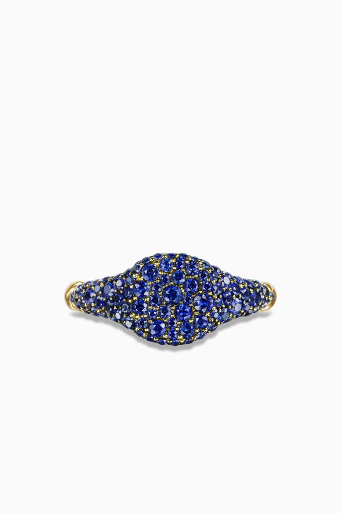 

Petite Pavé Pinky Ring in 18kt Yellow Gold with Sapphires