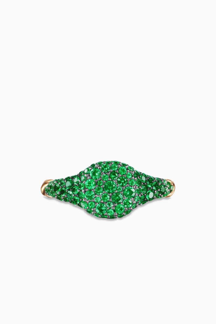 

Petite Pavé Pinky Ring in 18kt Yellow Gold with Emeralds