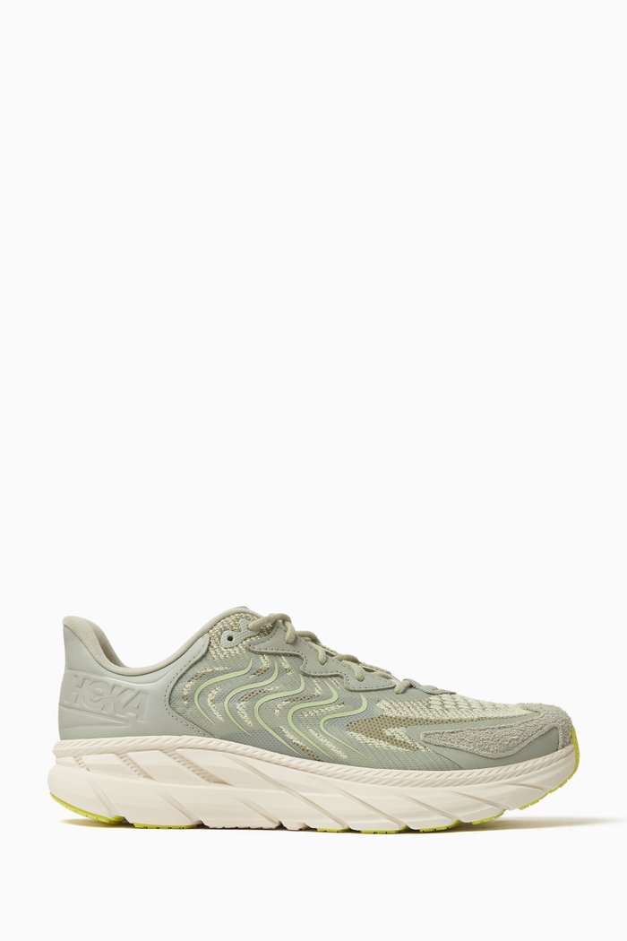 

Clifton LS Sneakers in Jacquard and Leather, Green