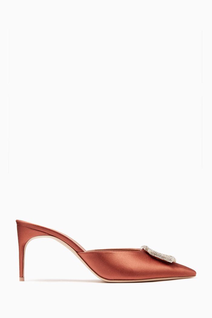 

Mona 70 Mules in Satin, Brown