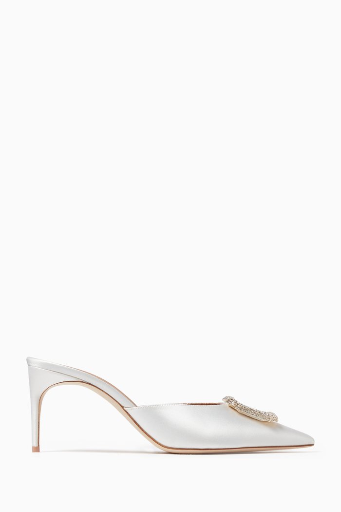 

Mona 70 Mules in Satin, White