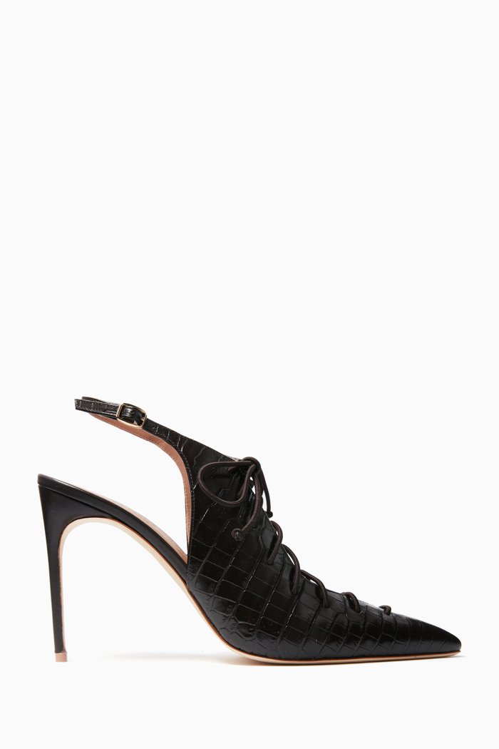 

Alia 90 Pumps in Croc-embossed Leather, Brown