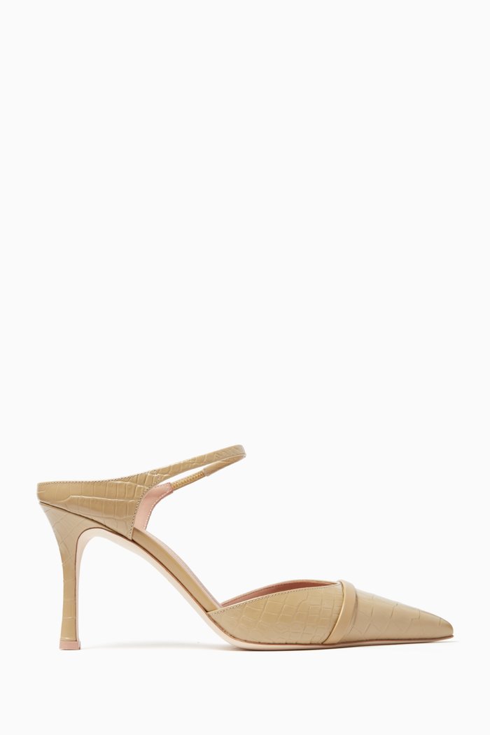 

Uma 80 Mules in Croc-embossed Leather, Neutral