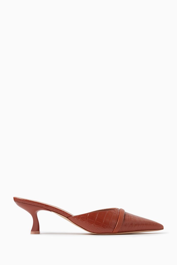 

Joella 45 Mules in Croc-embossed Leather, Brown
