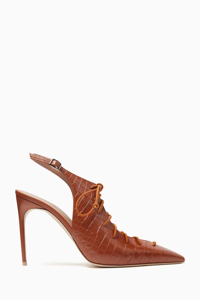 

Alia 90 Pumps in Croc-embossed Leather, Brown