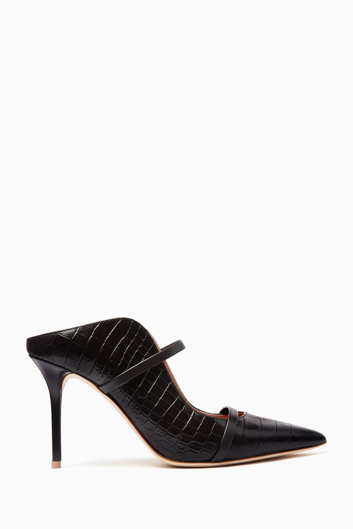

Maureen 85 Mules in Croc-embossed Leather, Brown