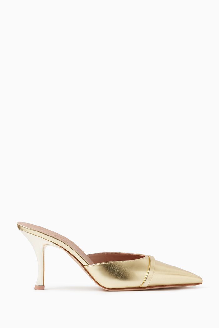 Joella 70 Mules in Mirror Leather, Gold