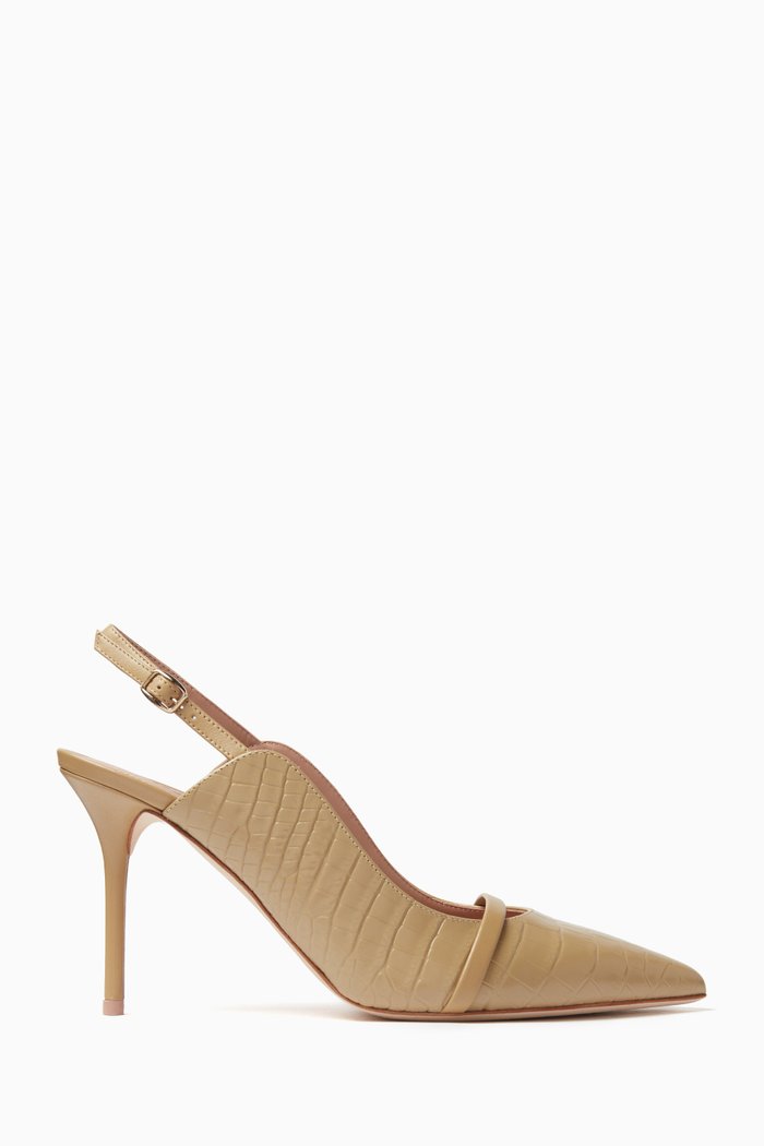 

Marion 85 Slingback Pumps in Croc-embossed Leather, Neutral