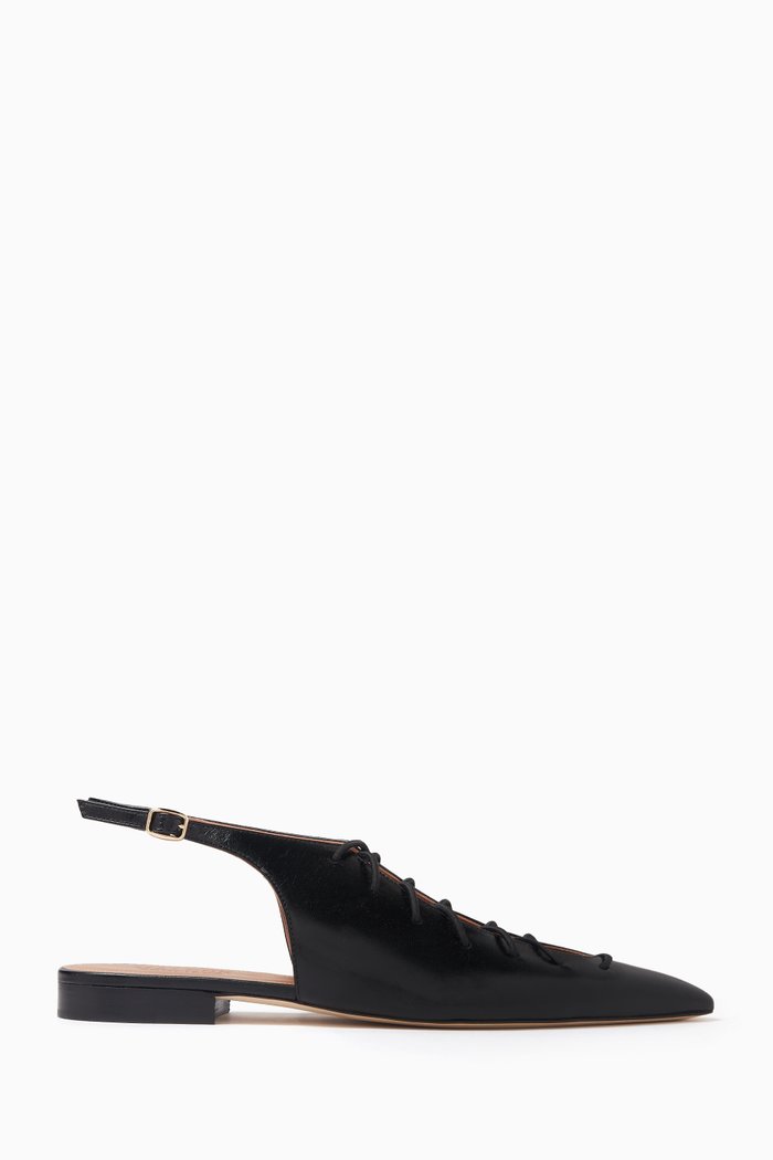 

Alia Point-toe Slippers in Leather, Black