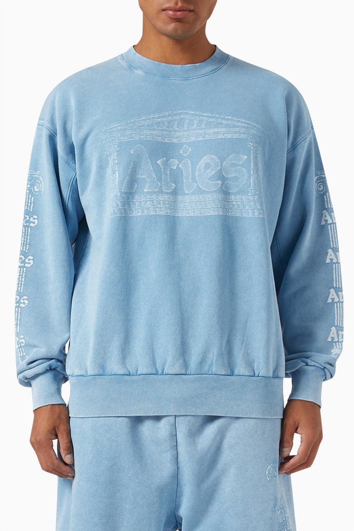 

Aged Ancient Column Sweatshirt in Cotton, Blue