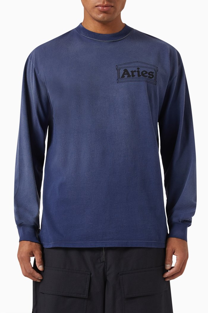 

Sunbleached Temple T-shirt in Cotton, Blue