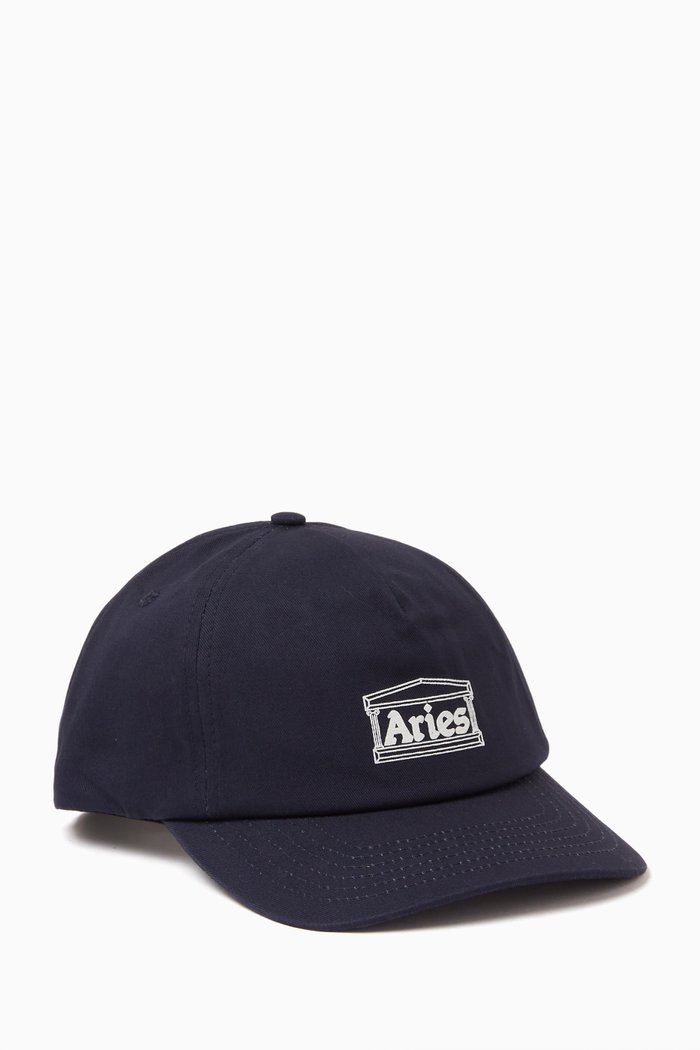 

Temple Embroidered Cap in Cotton, Blue