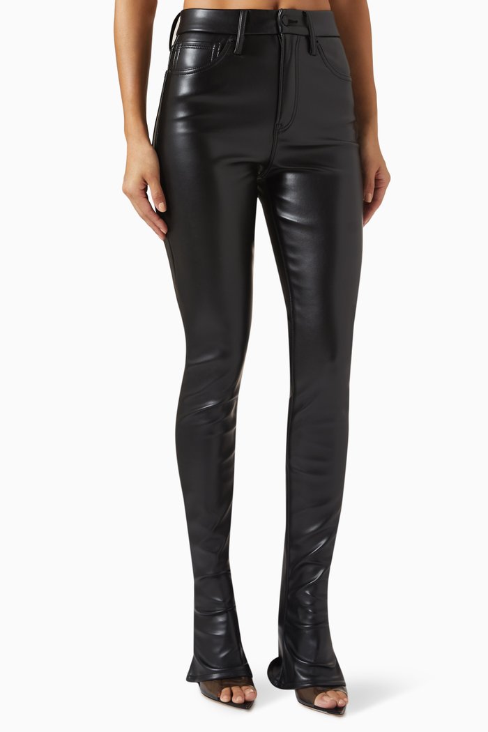

Micro Bootcut Pants in Faux-leather, Black