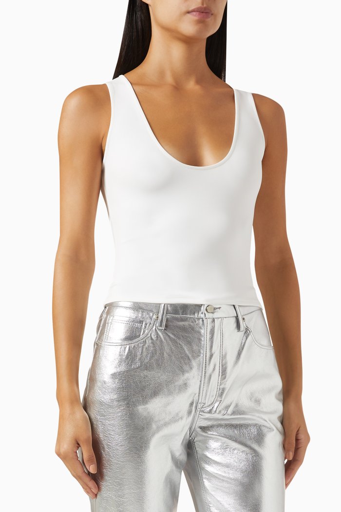 

Scoop Tank Top in Scuba, White