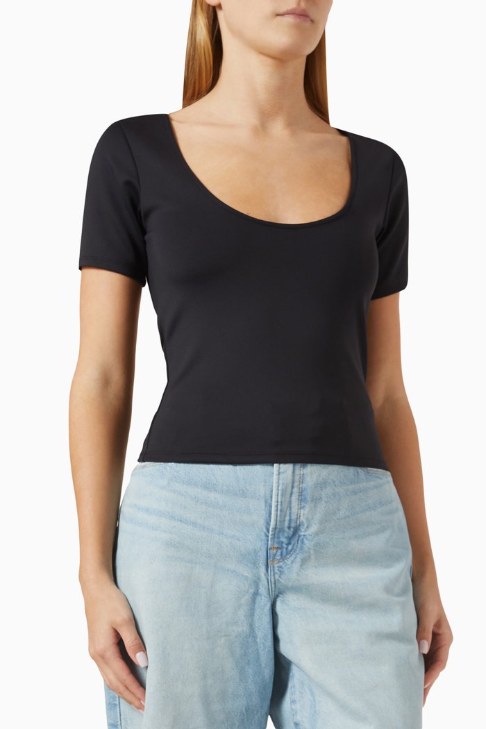 

Scoop Crop T-shirt in Scuba, Black