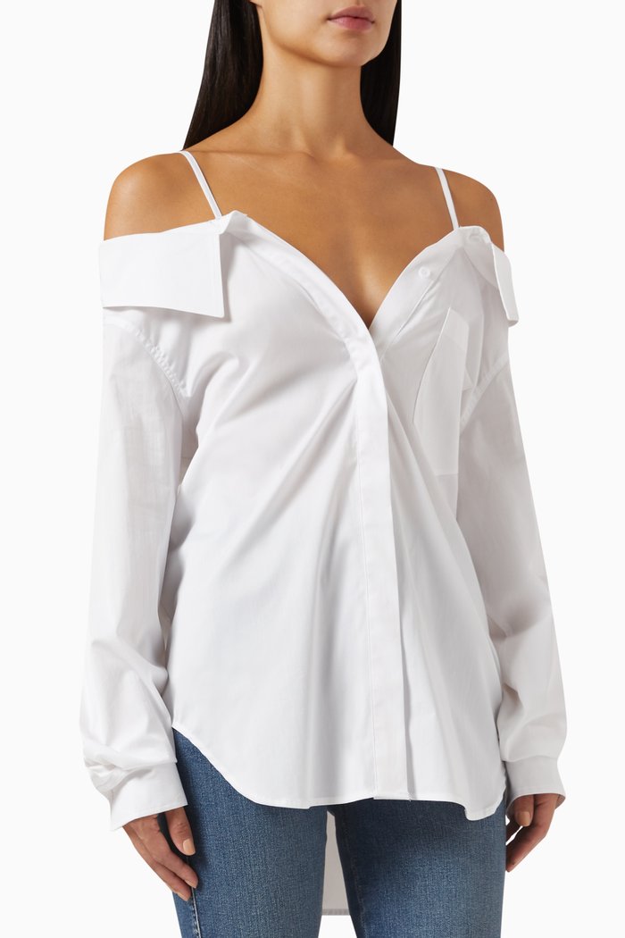 

Off-shoulder Shirt in Cotton-poplin, White