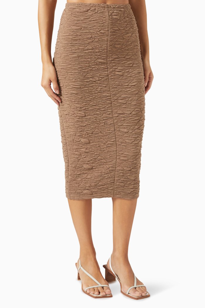 

Wide Scrunchie Midi Skirt, Green