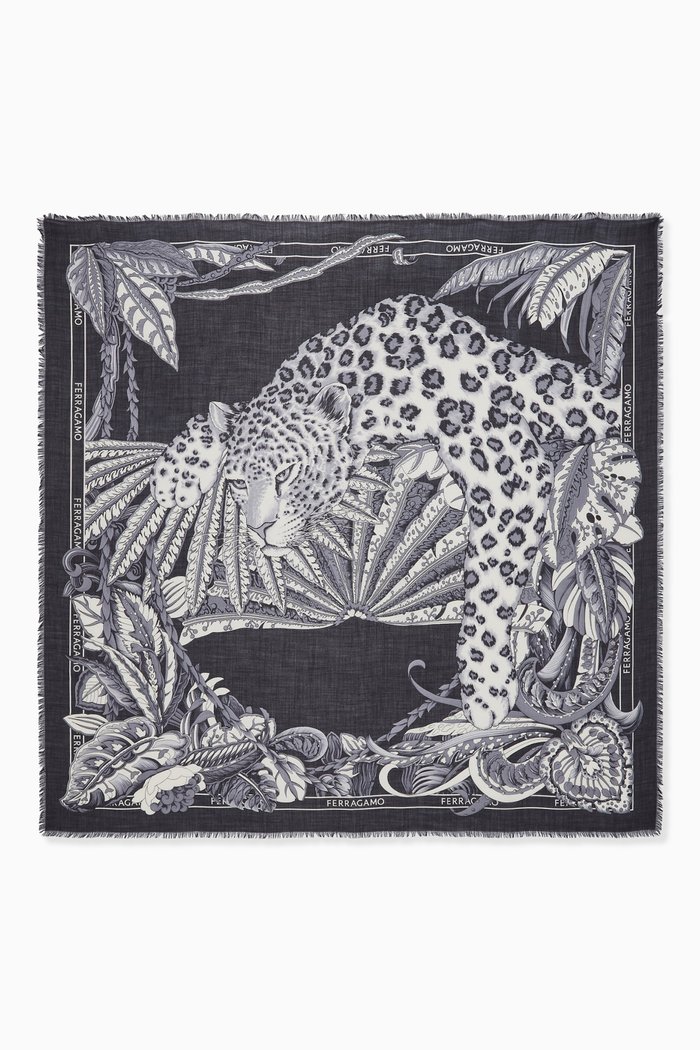 

Togo Printed Scarf in Cashmere, Black