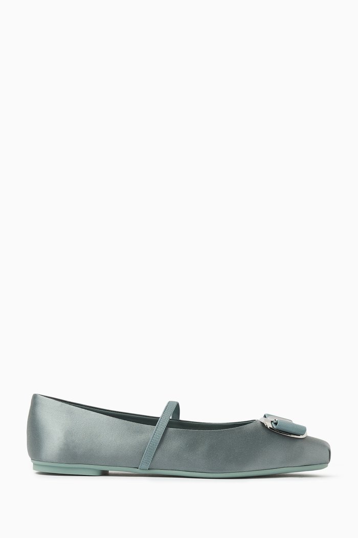 

Zina Ballet Flats in Leather, Green