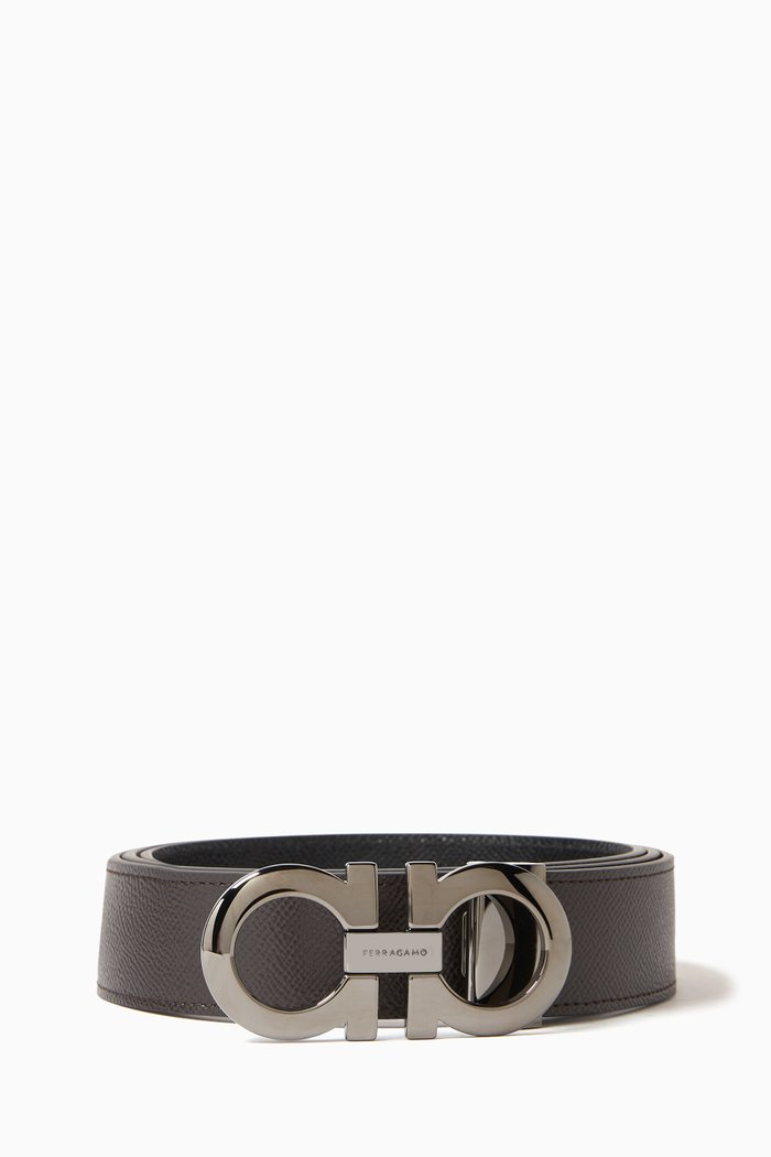 Grancini Reversible Belt in Calf Leather, Black
