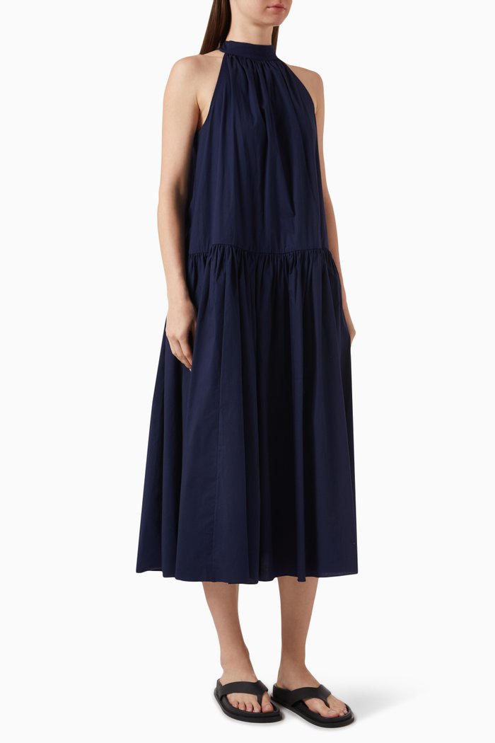 

Marlowe Midi Dress in Cotton-poplin, Blue