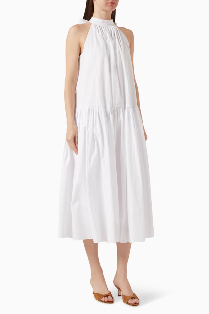 

Marlowe Midi Dress in Cotton-poplin, White