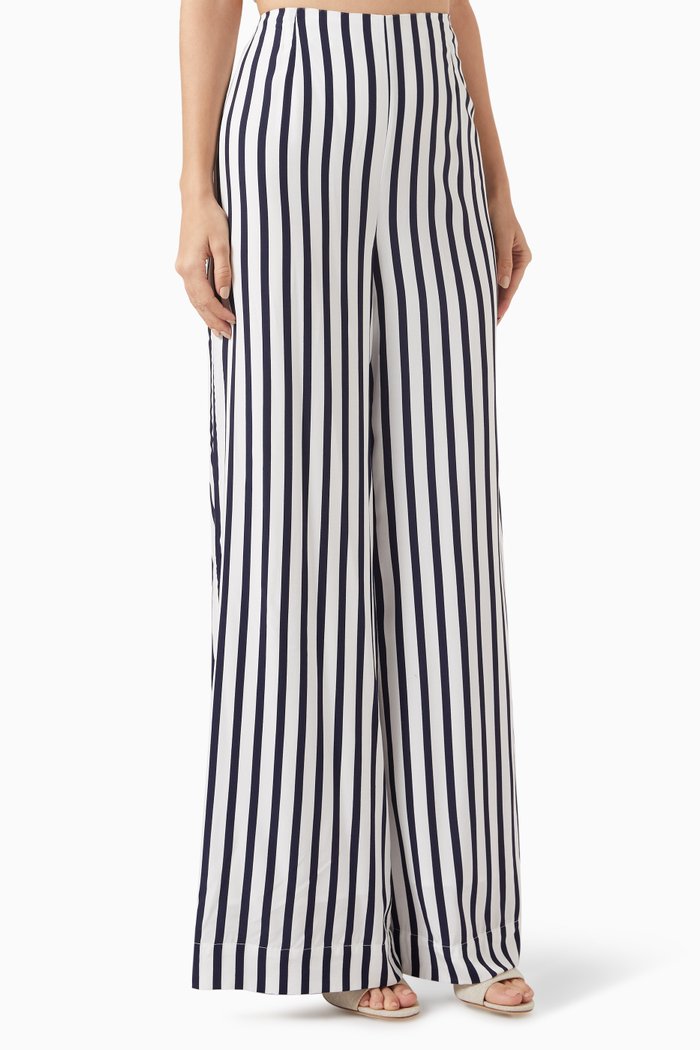 

Luke Striped Pants in Crepe de Chine Viscose, Blue