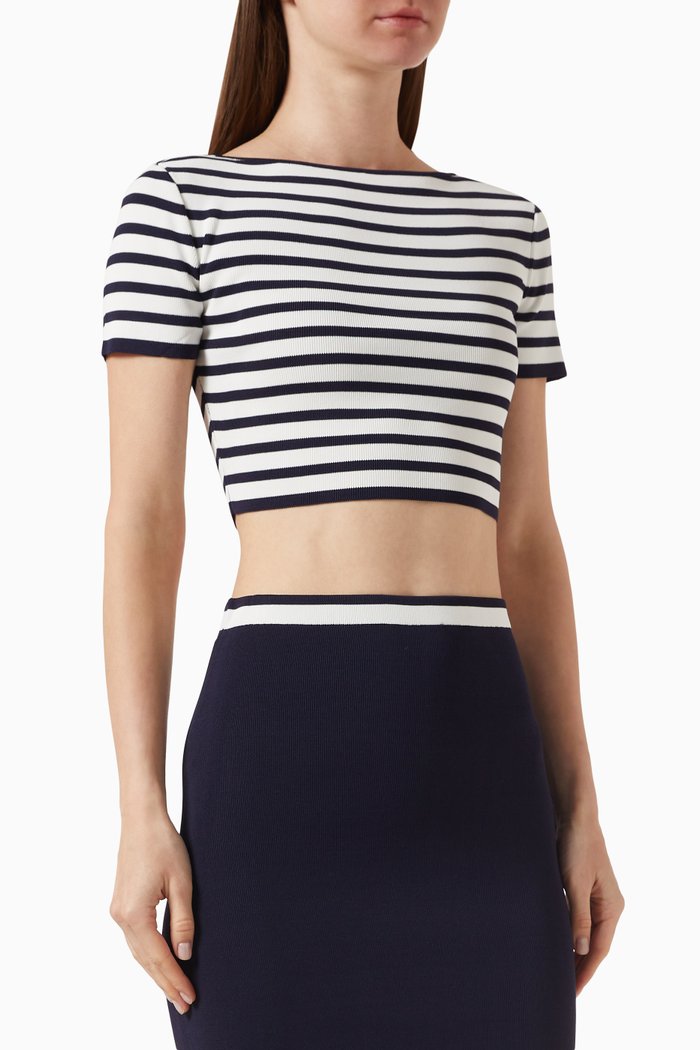 

Guard Striped Crop Top in Compact-knit, Blue